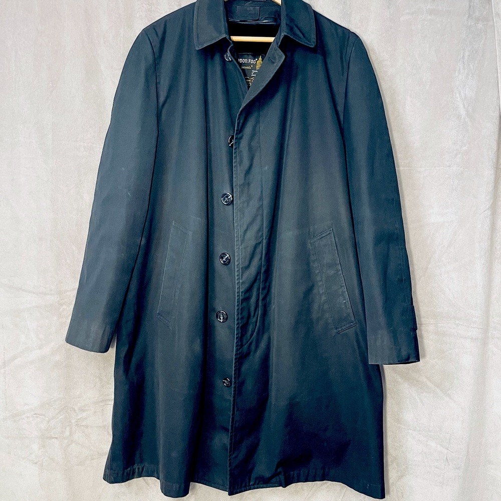 London Fog Vintage‎ Coat Black Removable Plush Liner Warm Men's Size M / 38R